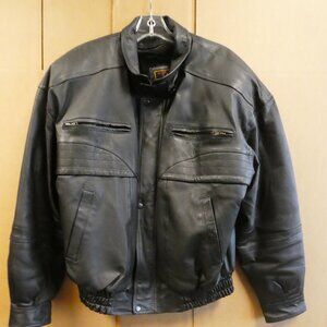4U of California Black Leather Jacket Men’s M As Is Zipper Damaged